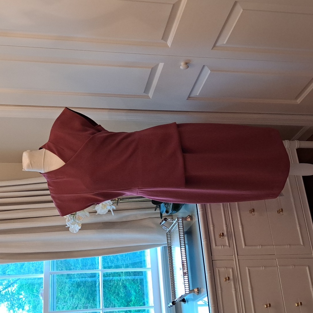 NWT M.M. LaFleur Womens Elecia Brick Red Stretch Midi‎ Shealth Dress Size 10